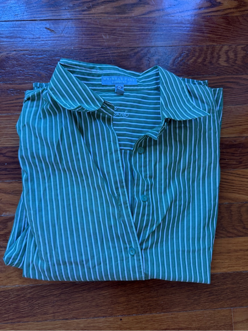 Button-Front Green Stripe Shirt